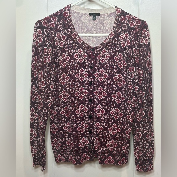 Talbots Burgundy and Pink Patterned long sleeve button up shirt - Picture 1 of 9